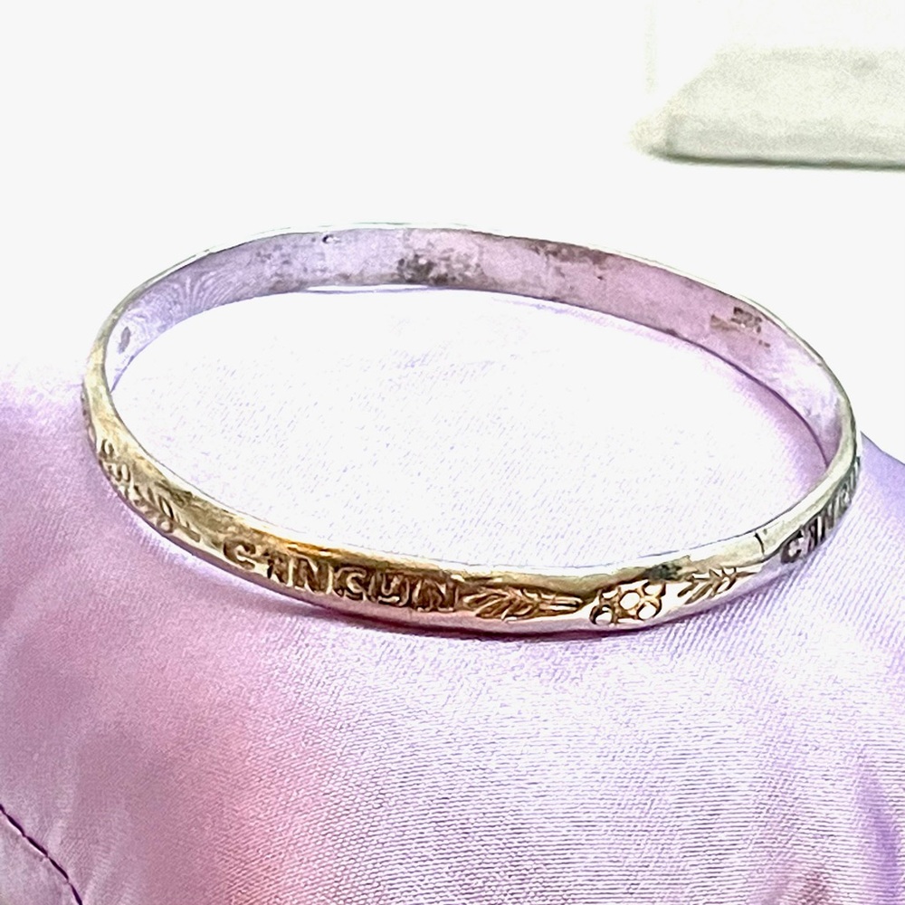 Sterling Taxco Cancun Unisex Bangle 8.25”